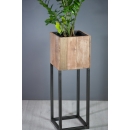 Cache-pot carré 40 cm en métal et bois exotique