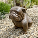 Statue chien Bouledogue marron