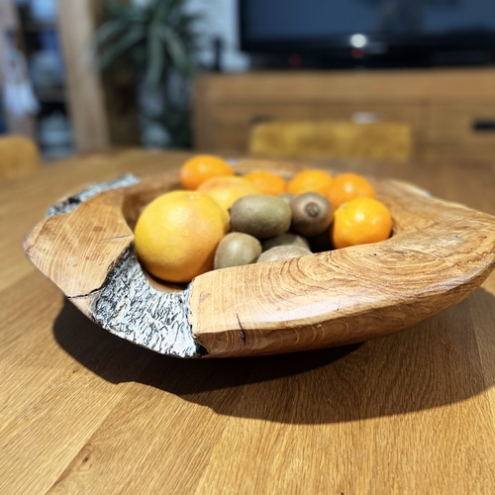 Coupe à fruits en racine de teck