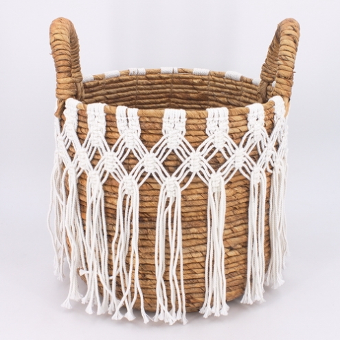 Panière en macramé naturel blanc