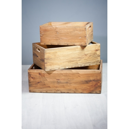Set de 3 caisses empilables en bois exotique