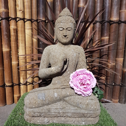 Statue Bouddha dhyãna mudrã en pierre 82 cm