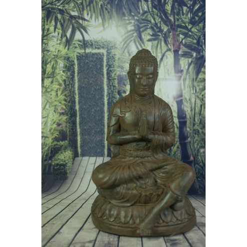 Statue jardin Bouddha brun antique