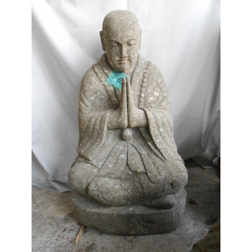 Statue moine Shaolin en pierre de lave