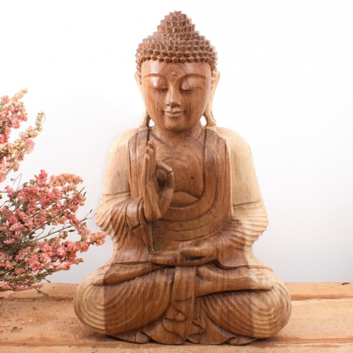 Statue Bouddha mudra Vitarka 50 cm Naturel