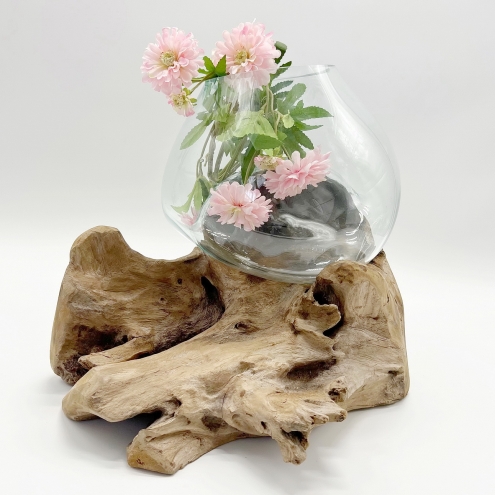 Vase sur racine en verre soufflé