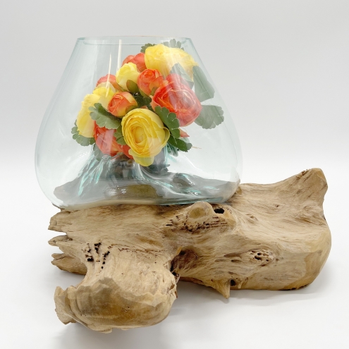 Vase sur racine en verre soufflé
