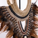 Collier papou plumes et coquillages