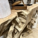 Console organique racine de teck