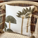 Coussin motif palmier coton tissé