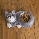 Gamelle pour chat en bois exotique gris