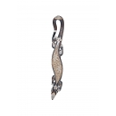 Gecko en bois peint gris et coquillages 100 cm