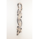 Gecko en bois peint noir et blanc 80 cm