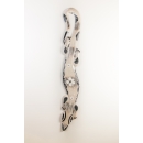 Gecko en bois peint noir et blanc 100 cm