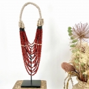 Grand collier Papou perles rouges