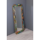 Miroir multicolore en bois de pirogue