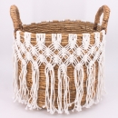 Panière en macramé naturel blanc