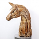 Sculpture tête de cheval racine de teck