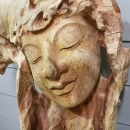 Sculpture visage de Bouddha en albizia