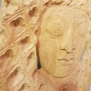 Sculpture visage de Bouddha en albizia