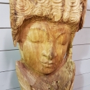 Sculpture visage de Bouddha en albizia