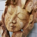 Sculpture visage de Bouddha en albizia