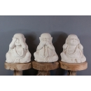 Set de 3 statues moine sagesse collier