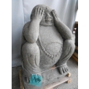 Statue Bouddha rieur en pierre de lave 60 cm