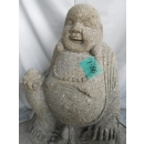 Statue Bouddha rieur en pierre de lave 60 cm