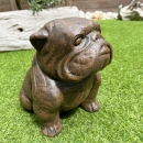 Statue chien Bouledogue brun