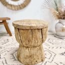 Tabouret teck ancien ukhali