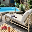 transat bain de soleil teck et coussin