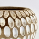 Vase cache pot rond en teck sculpté
