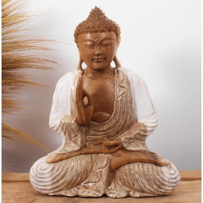 Bouddha en bois de suar