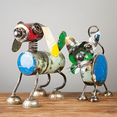 Chien décoratif métal recyclé