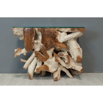 Console en racine de teck naturel 100 cm