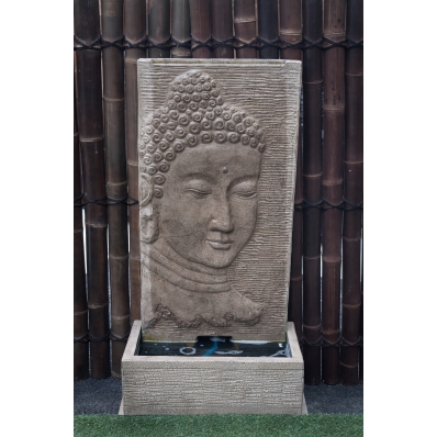 Fontaine mur d'eau visage de Bouddha 140 cm crème