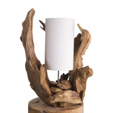 Lampe de chevet bois exotique 50cm