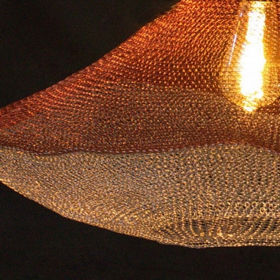 Lustre maille de fer cuivrée & argentée