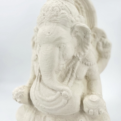 Petite statue Ganesh en ciment 40 cm blanc