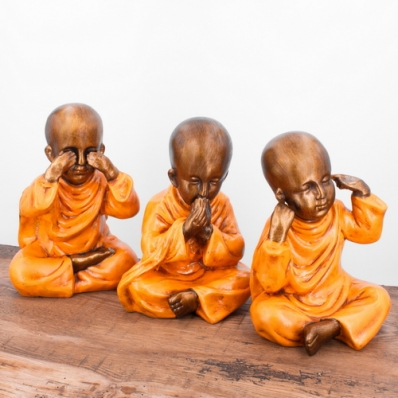 Set 3 statuettes jeunes moines de la sagesse 20 cm