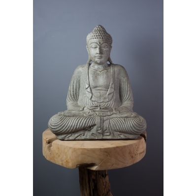 Statue Bouddha assis couleur taupe