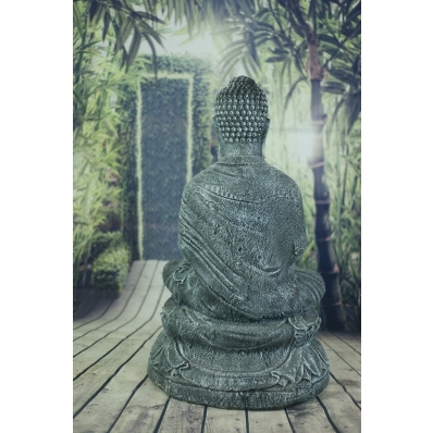 Statue Bouddha déco jardin gris