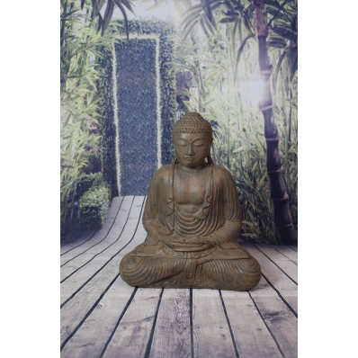 Statue Bouddha Dhyana mudra brun antique