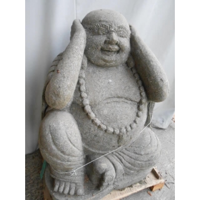 Statue Bouddha rieur en pierre de lave 60 cm