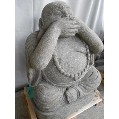 Statue Bouddha rieur en pierre de lave 60 cm