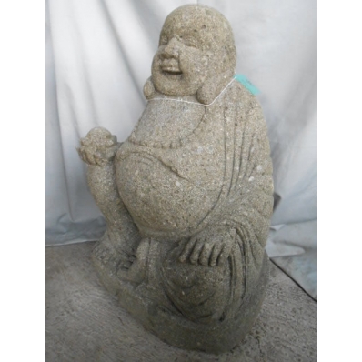 Statue Bouddha rieur en pierre de lave 60 cm