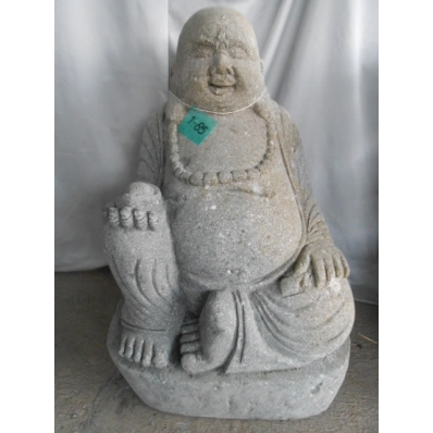 Statue Bouddha rieur en pierre de lave 80 cm