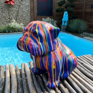 Statue bouledogue design multicolore