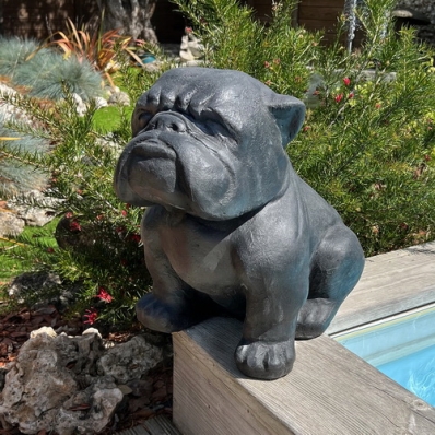 Statue chien bulldog 43 cm noir